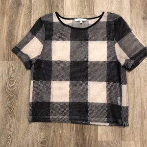 MESH PLAID CROP TOP
